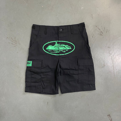 Corteiz Guerillaz 21' Cargo Shorts Black Green