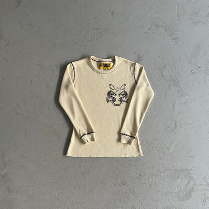 Corteiz Tiger Waffle Longsleeve Cream