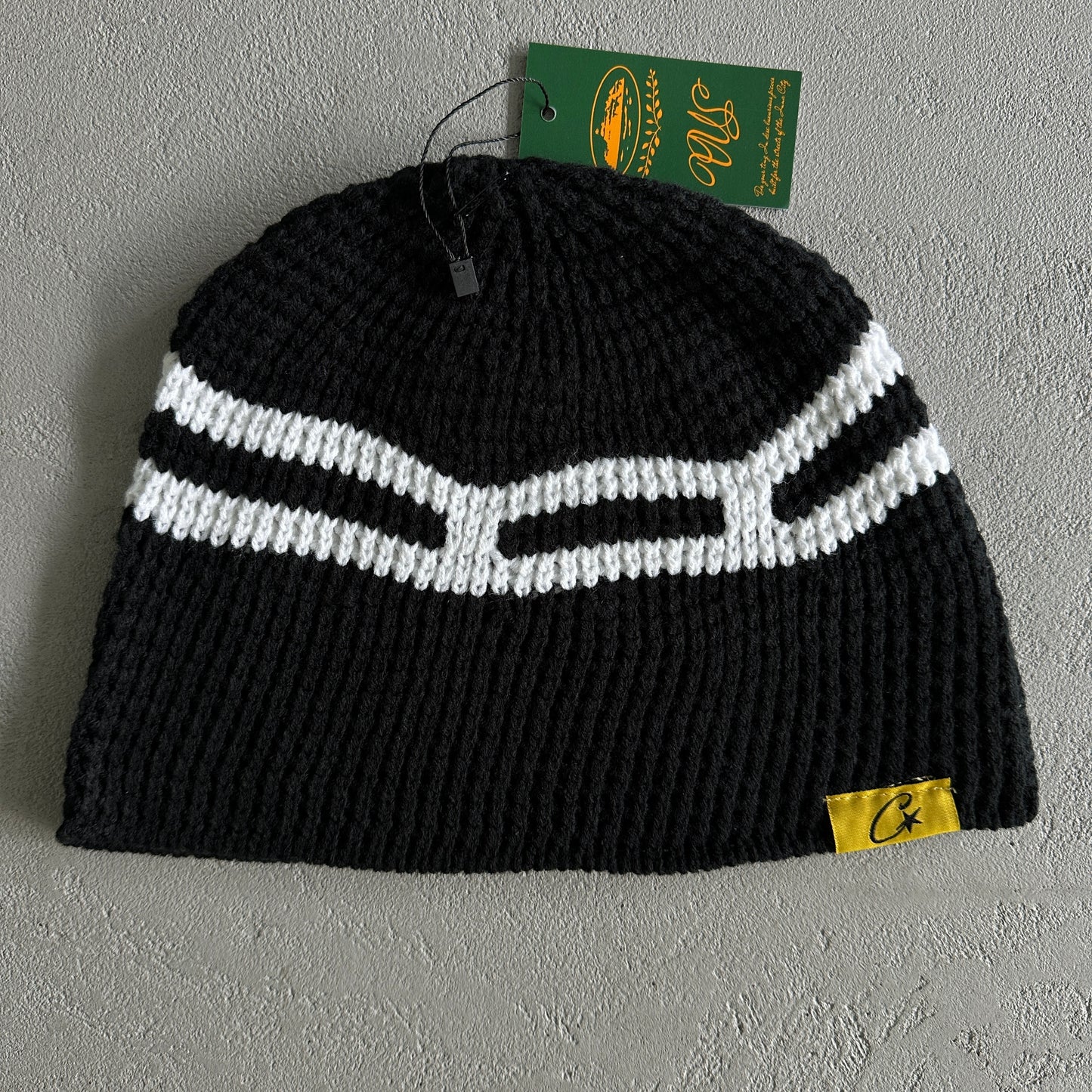 Corteiz Big Crochet Beanie Black White