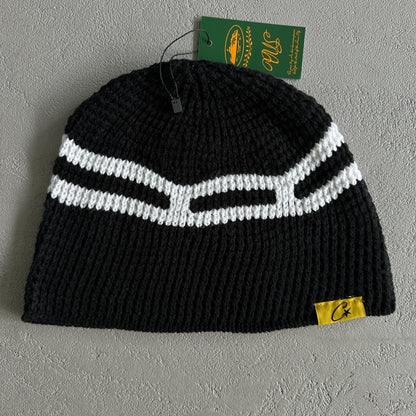 Corteiz Big Crochet Beanie Black White