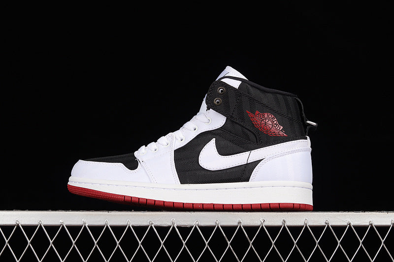 Jordan 1 Mid Utility Canvas White Black Gym Red