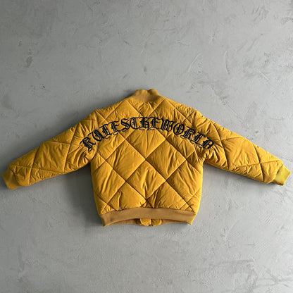 Corteiz Olde English Quilted Bomber Jacket Yellow