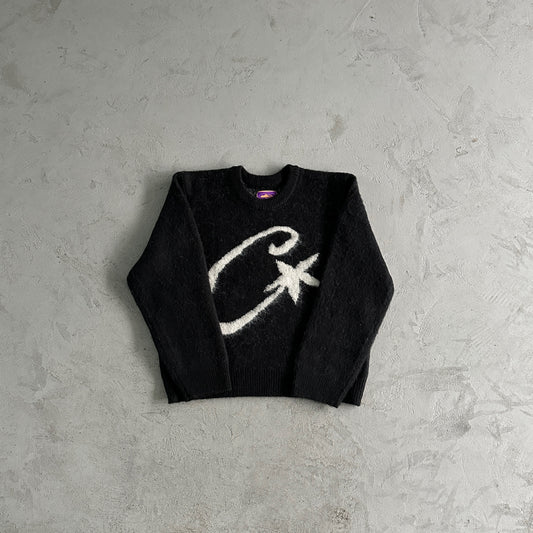 Corteiz C-Star Mohair Knit Sweater Black