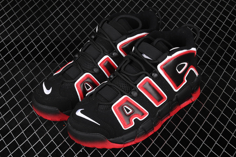 Nike Air More Uptempo Black White Laser Crimson