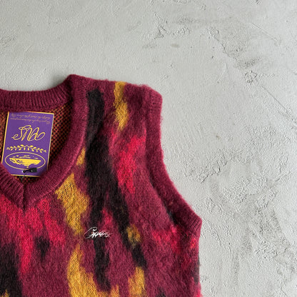 Corteiz Mohair Knit Vest Red Camo