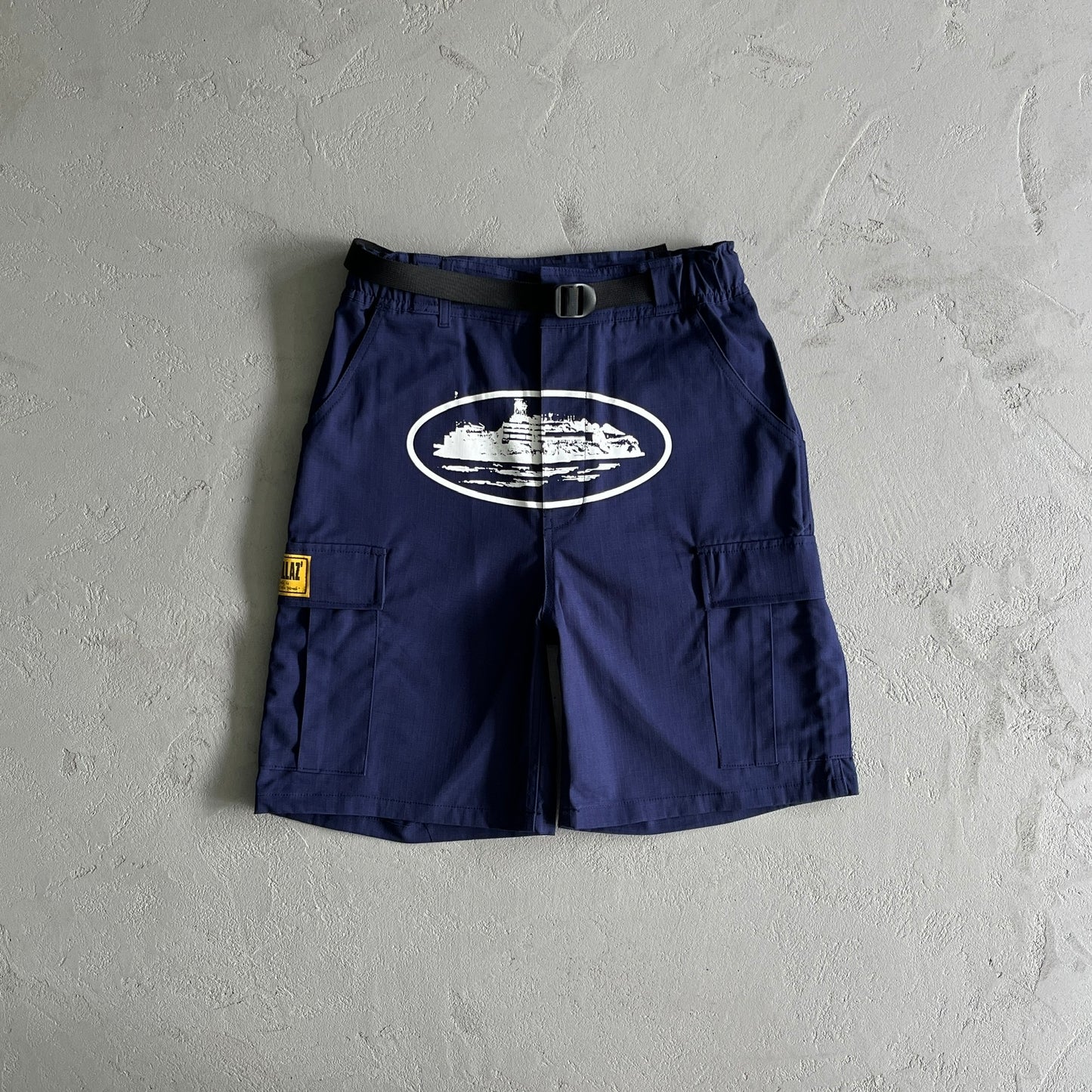 Corteiz Alcatraz Cargo Shorts Navy