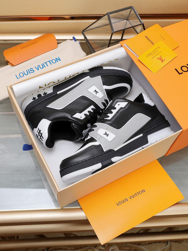 Louis Vuitton LV Trainer Black Grey White Signature