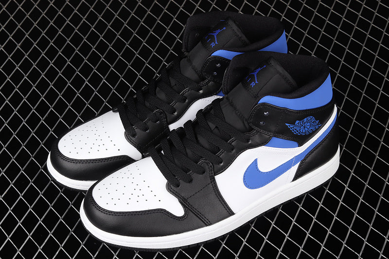 Jordan 1 Mid White Black Racer Blue