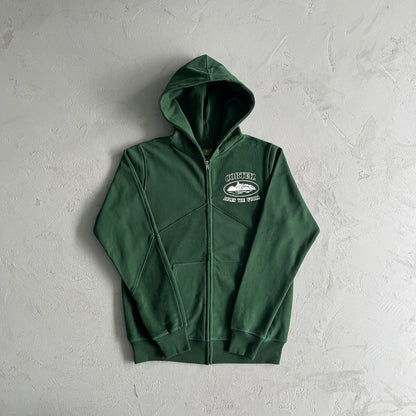 Corteiz Superior V2 Zip-Up Hoodie Forrest Green