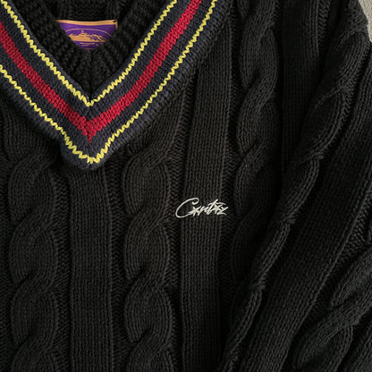 Corteiz Winbledon Knit Sweater Black