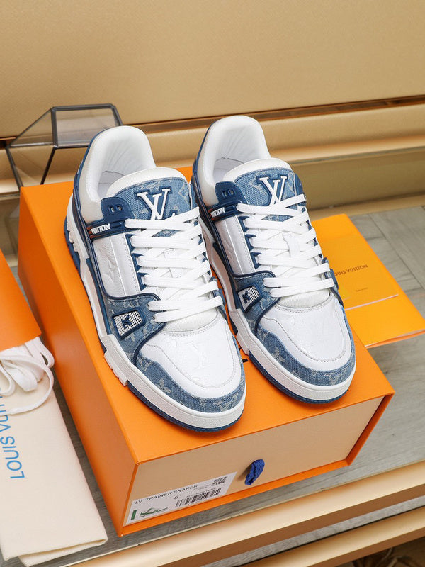 Louis Vuitton LV Trainer Blue Monogram Denim White