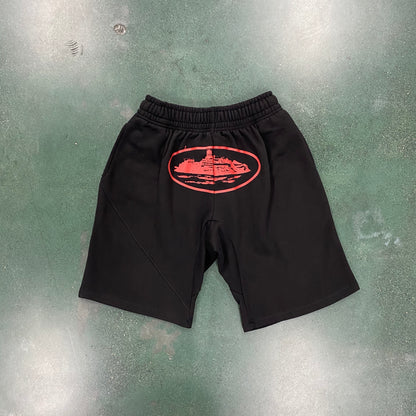 Corteiz Alcatraz Shorts Black Red