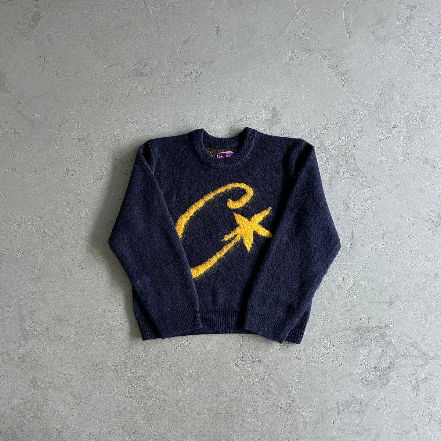 Corteiz C-Star Mohair Knit Sweater Navy