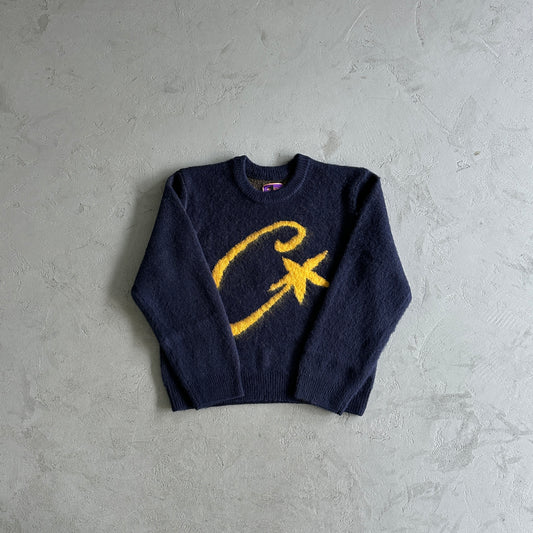 Corteiz C-Star Mohair Knit Sweater Navy