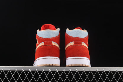 Jordan 1 Mid Denim Red