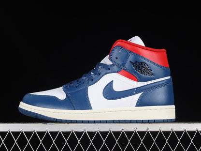 Jordan 1 Mid French Blue Gym Red