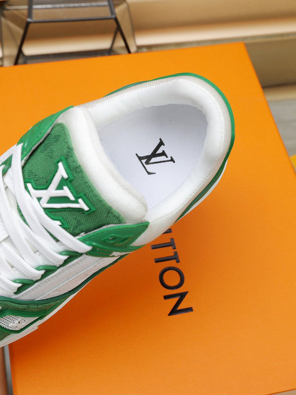 Louis Vuitton LV Trainer Green Monogram Denim White