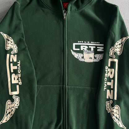 Corteiz Gasolina Double Zip Hoodie Green