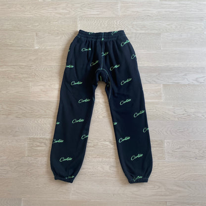 Corteiz All Over Print Joggers Black Green