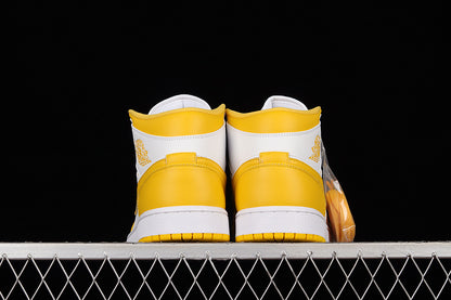 Jordan 1 Mid White University Gold