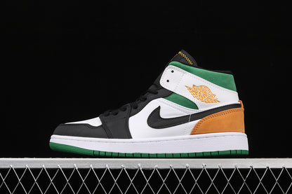 Jordan 1 Mid White Laser Orange Lucky Green