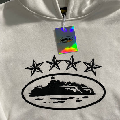 Corteiz 4Starz Alcatraz Hoodie White