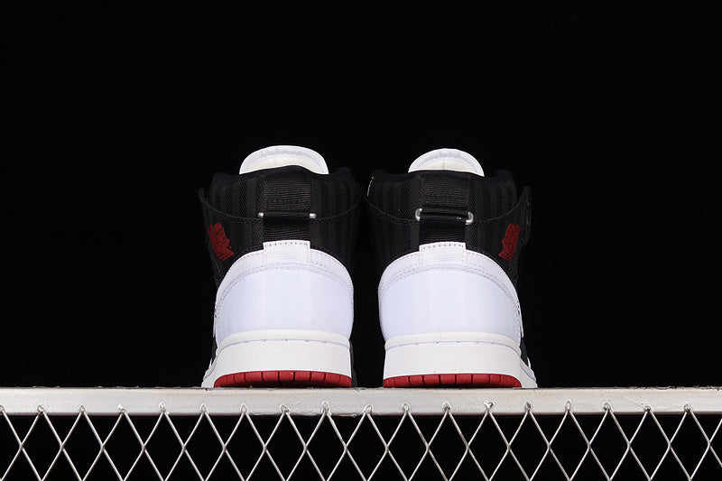 Jordan 1 Mid Utility Canvas White Black Gym Red