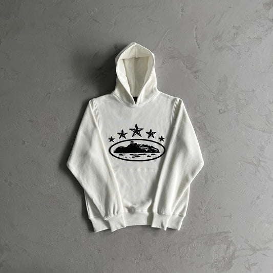 Corteiz 5 Starz Alcatraz Hoodie Off White