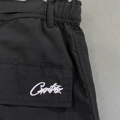 Corteiz Nylon Cargo Shorts Black