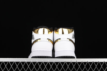 Jordan 1 Mid White Gold Black