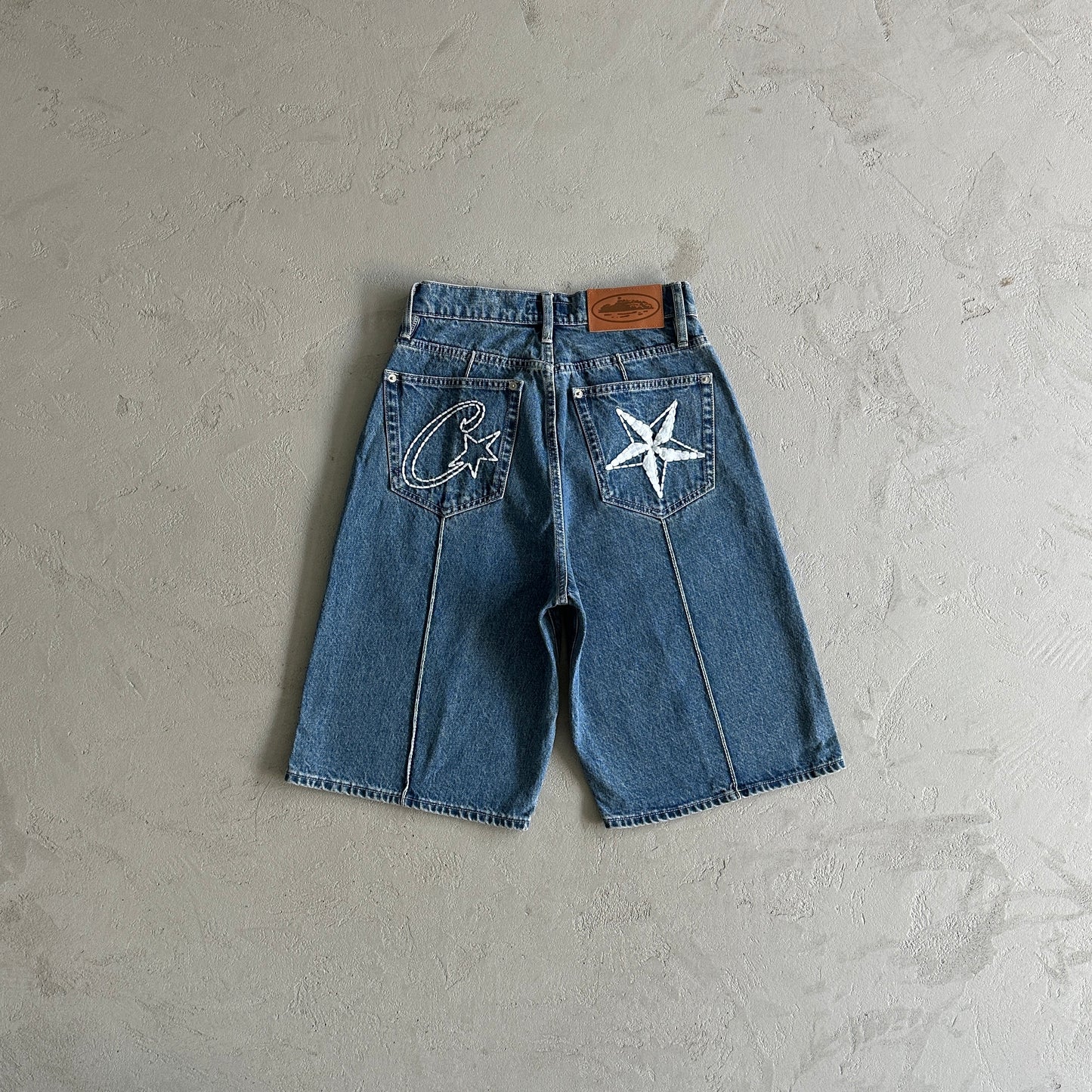 Corteiz C-Star Denim Short Jeans Washed Blue