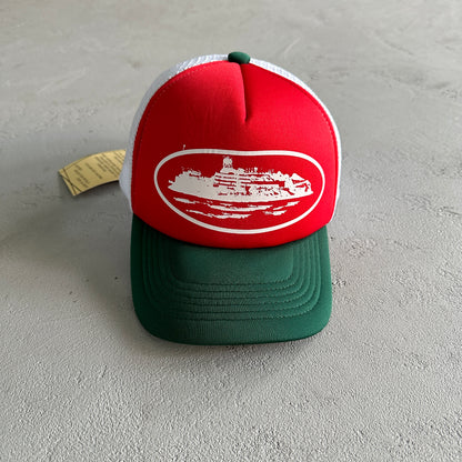 Corteiz Alcatraz Trucker Hat Red Green