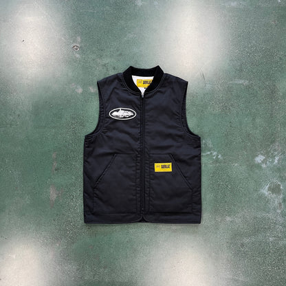 Corteiz Guerrillaz Quilted Vest Black