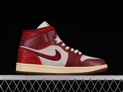 Jordan 1 Mid Tiki Leaf Team Red