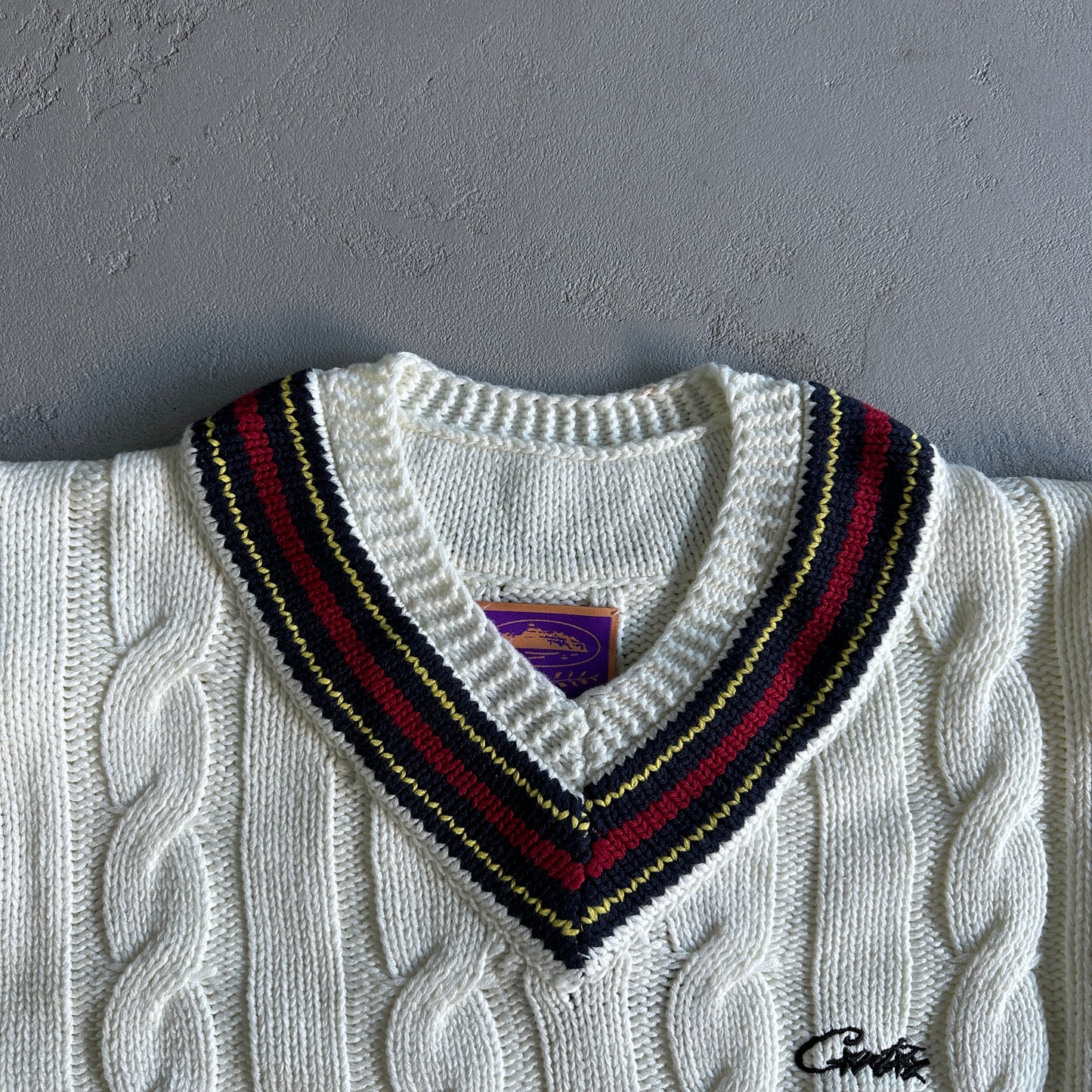 Corteiz Winbledon Knit Sweater White