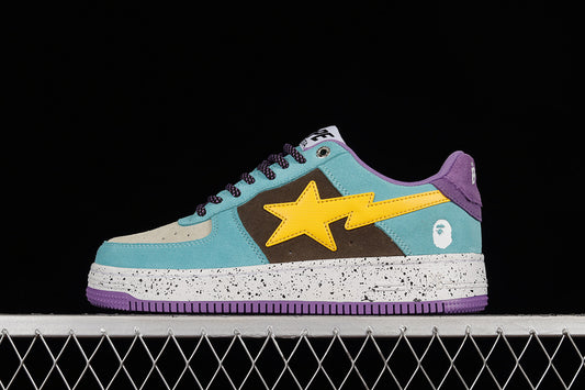 A Bathing Ape Bape Sta Teal Brown Yellow Suede