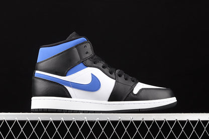 Jordan 1 Mid White Black Racer Blue