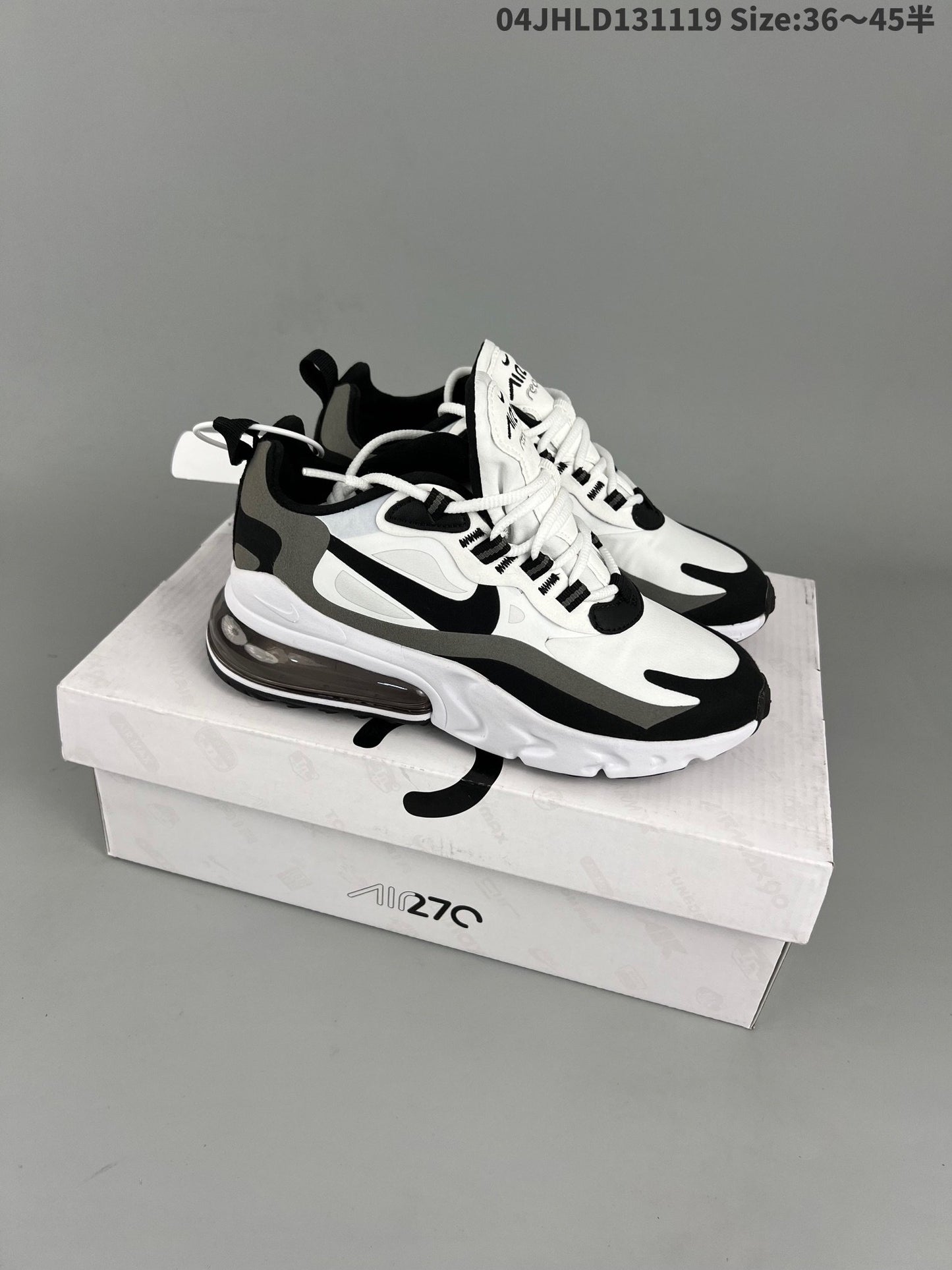 Nike Air Max 270 React White Black Metallic Pewter