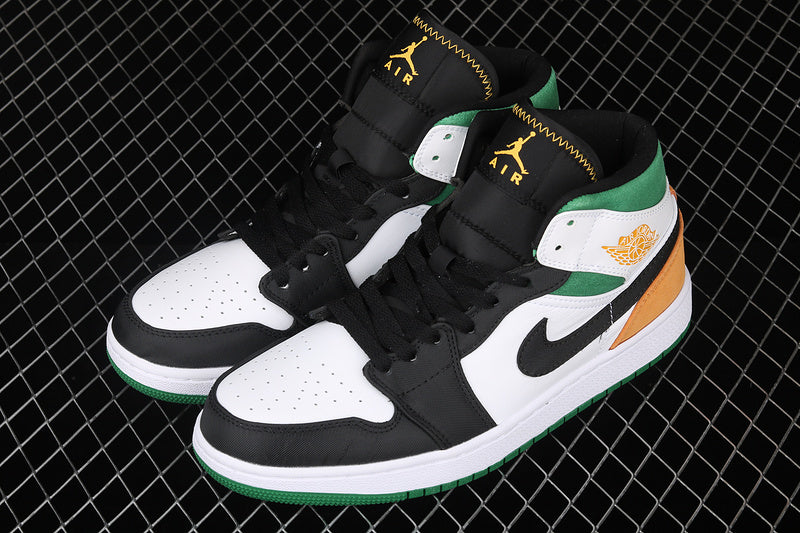 Jordan 1 Mid White Laser Orange Lucky Green