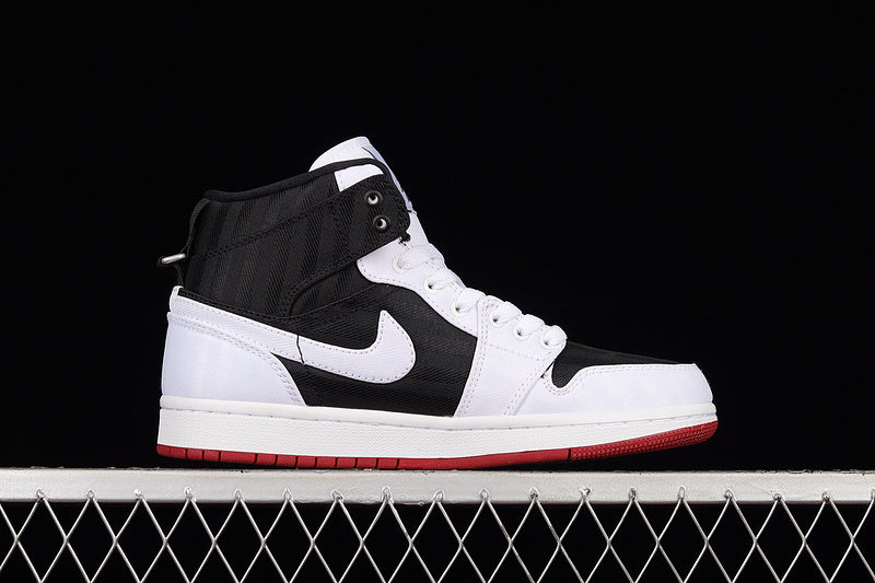 Jordan 1 Mid Utility Canvas White Black Gym Red