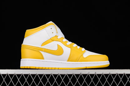 Jordan 1 Mid White University Gold