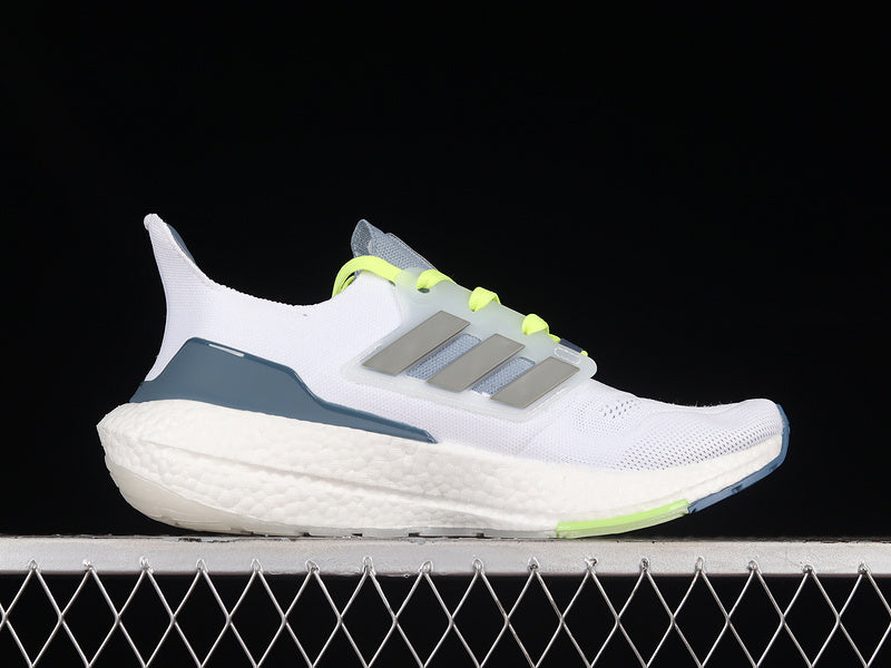 Adidas Ultra Boost 22 White Metal Grey Linen Green