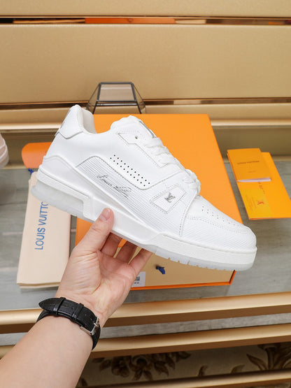 Louis Vuitton LV Trainer White Grey Signature