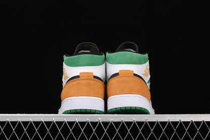 Jordan 1 Mid White Laser Orange Lucky Green