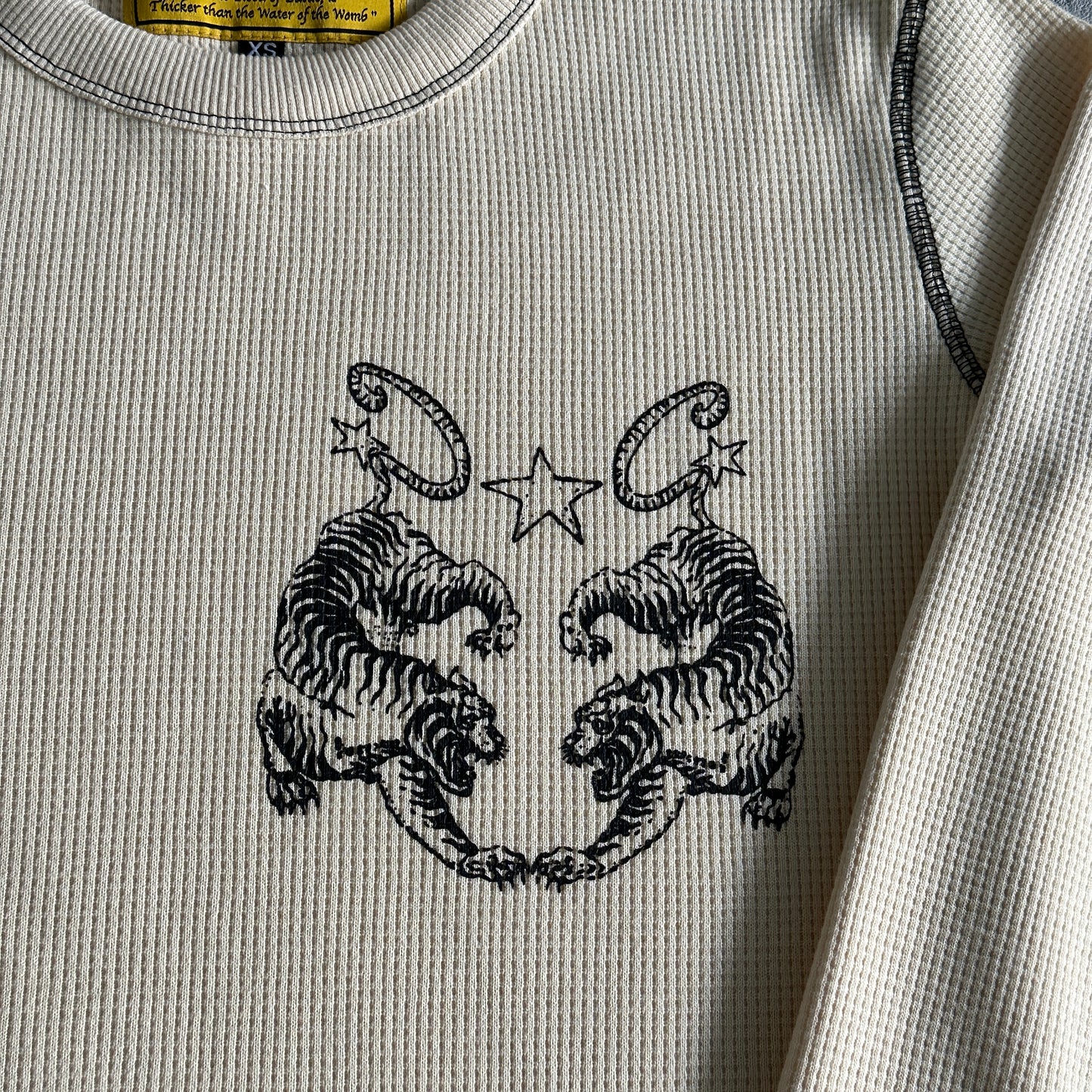 Corteiz Tiger Waffle Longsleeve Cream