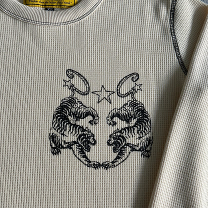 Corteiz Tiger Waffle Longsleeve Cream