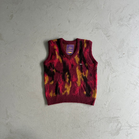 Corteiz Mohair Knit Vest Red Camo