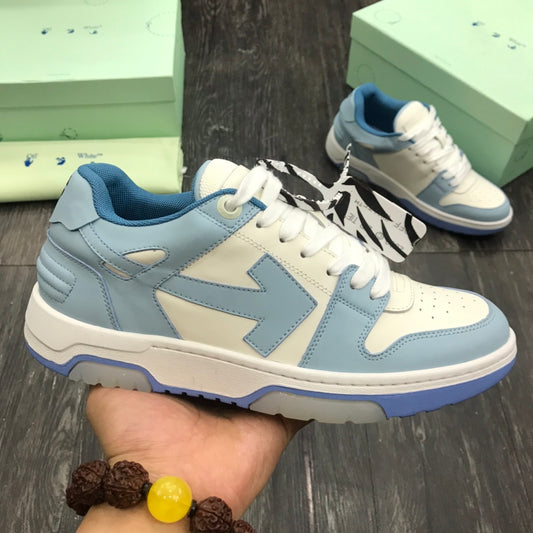 Off-White Out Of Office OOO Low Tops Calf Leather White Light Blue