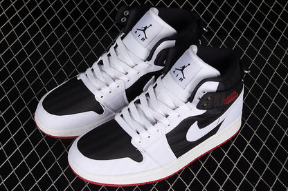 Jordan 1 Mid Utility Canvas White Black Gym Red