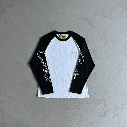 Corteiz Allstarz Raglan Longsleeve White Black